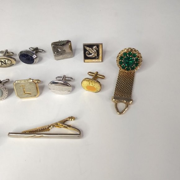 Cuff Links Singles & Tie Clip Lot Some Marked Hickox Swank 3 Pairs 10 Singles - Picture 4 of 11